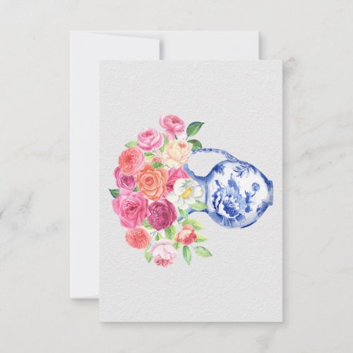 Chinoiserie Floral Vase Thank You Sympathy   Note Card