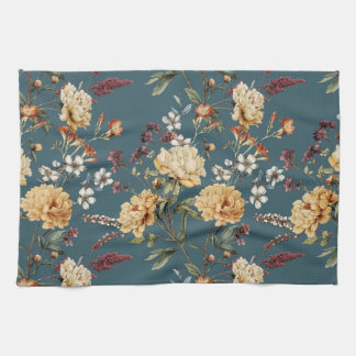 Chinoiserie Floral watercolour botanical modern  Kitchen Towel