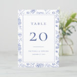 Chinoiserie Floral Wedding Table Number Card