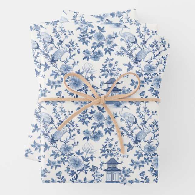 Chinoiserie Floral Wrapping Paper Sheets (In situ)