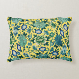Chinoiserie Floral Yellow Chintz Accent Pillow