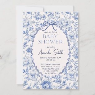 Chinoiserie Flower Garden with bow baby shower Invitation