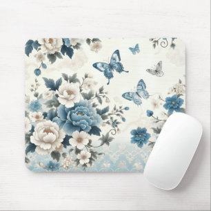 Chinoiserie Flowers and Butterflies Mouse Pad