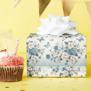 Chinoiserie Flowers and Butterflies Wrapping Paper