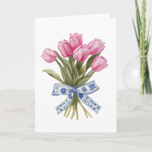 Chinoiserie Flowers Floral Bouquet Blank Greeting Card