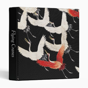 Chinoiserie Flying Crane Zen Minimalist Kimono Art 3 Ring Binder