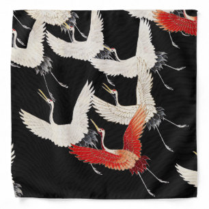 Chinoiserie Flying Crane Zen Minimalist Kimono Art Bandana