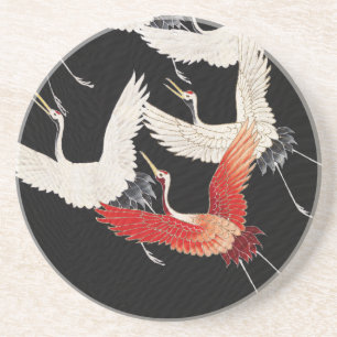 Chinoiserie Flying Crane Zen Minimalist Kimono Art Coaster