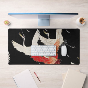 Chinoiserie Flying Crane Zen Minimalist Kimono Art Desk Mat
