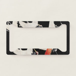 Chinoiserie Flying Crane Zen Minimalist Kimono Art License Plate Frame