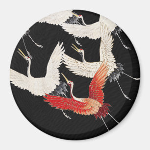 Chinoiserie Flying Crane Zen Minimalist Kimono Art Magnet