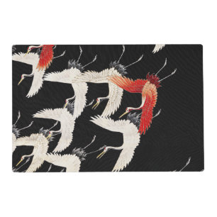 Chinoiserie Flying Crane Zen Minimalist Kimono Art Placemat