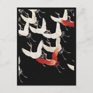 Chinoiserie Flying Crane Zen Minimalist Kimono Art Postcard