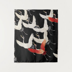 Chinoiserie Flying Crane Zen Minimalist Kimono Art Tapestry