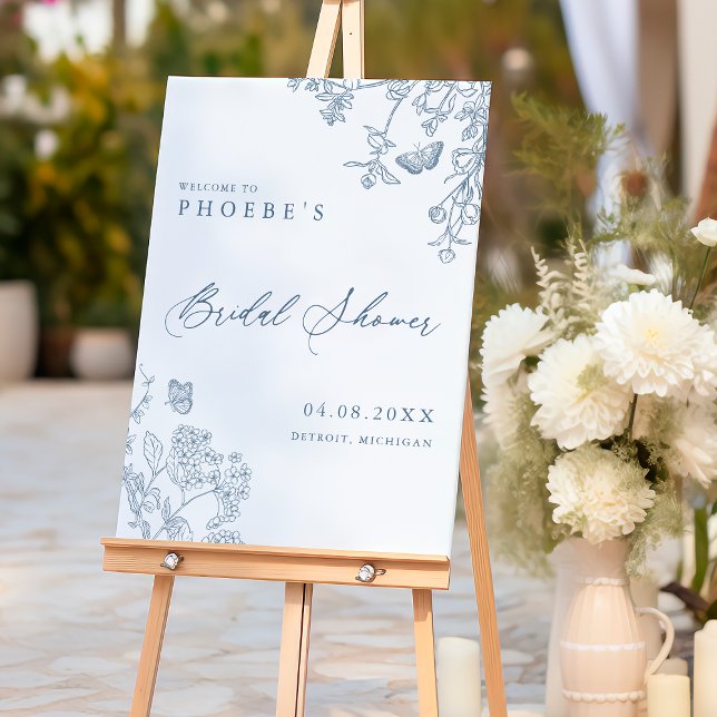 Chinoiserie French Blue Bridal Shower Welcome Foam Board (Creator Uploaded)