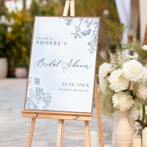 Chinoiserie French Blue Bridal Shower Welcome Poster