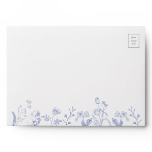 Chinoiserie French Blue Victorian Floral Wedding Envelope