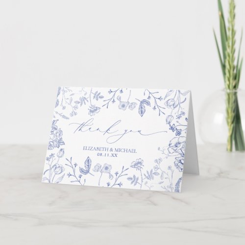 Chinoiserie French Blue Victorian Photo Wedding Card