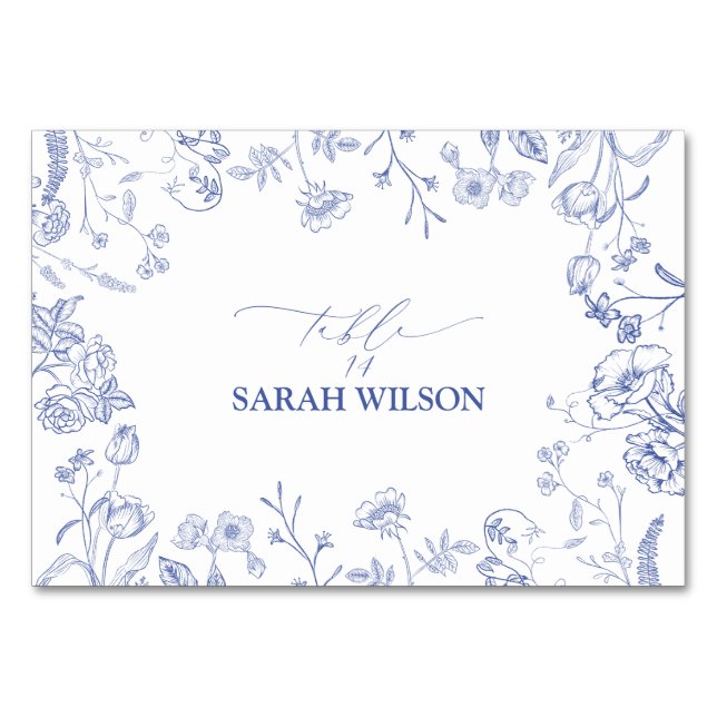 Chinoiserie French Blue Victorian Place Card (Front)