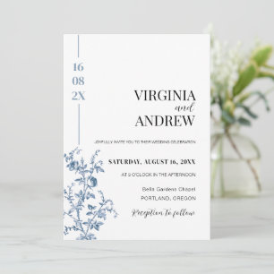 Chinoiserie French Vintage Blue Victorian Wedding Invitation