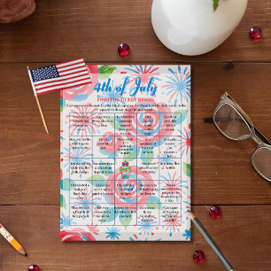 Chinoiserie garden 4th of July Bingo  game card