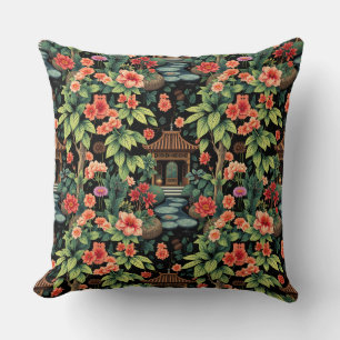 Chinoiserie Garden Elegance Throw Pillow