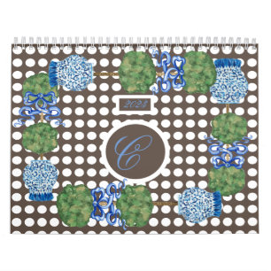 Chinoiserie Garden Topiary Ginger Jar Jars Calendar