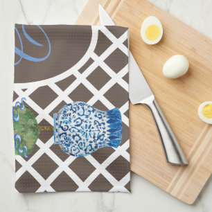 Chinoiserie Garden Topiary Ginger Jar Jars Kitchen Towel