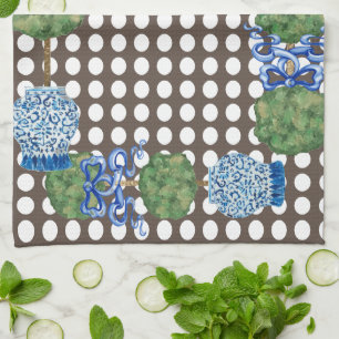 Chinoiserie Garden Topiary Ginger Jar Jars Kitchen Towel