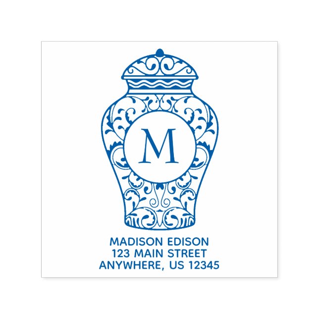 Chinoiserie Ginger Jar Address Self Inking Stamp (Design)