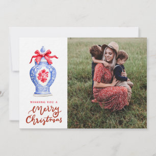 Chinoiserie Ginger Jar Christmas Photo Holiday Card