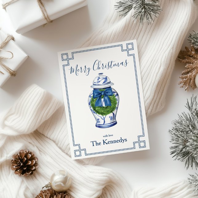 Chinoiserie Ginger Jar  Holiday Card (ginger jar chinoiserie christmas card)