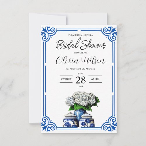 Chinoiserie Ginger Jar  Hydrangea Invitation