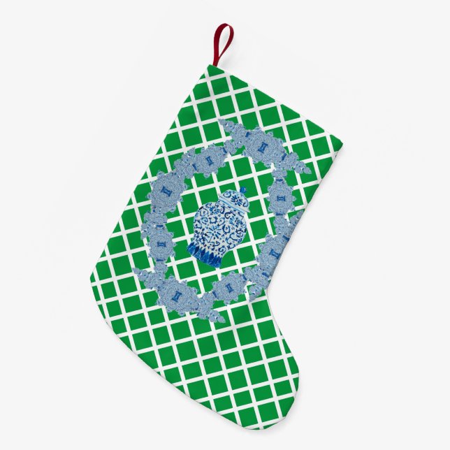  Chinoiserie Ginger Jar Jars Small Christmas Stock Small Christmas Stocking (Front (Hanging))