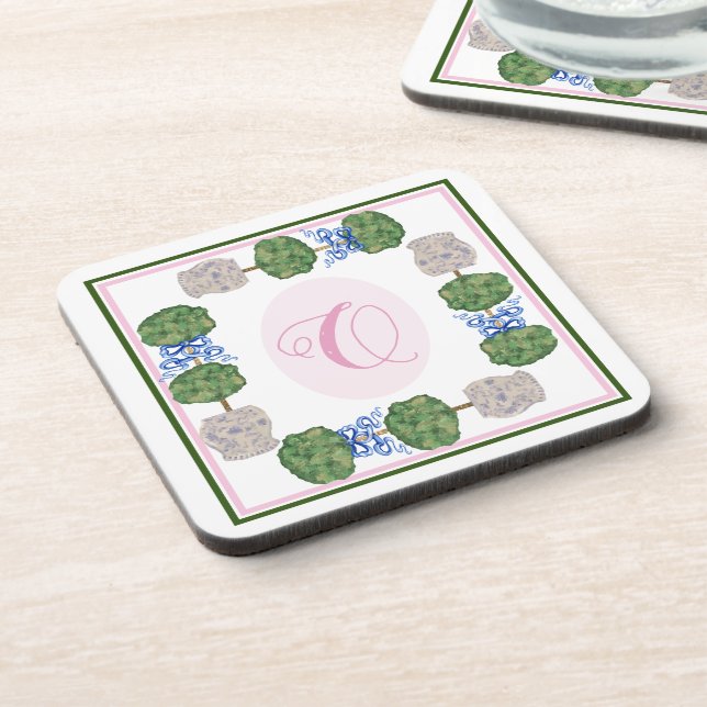 Chinoiserie Ginger Jar Jars Topiary Basket  Beverage Coaster (Left Side)