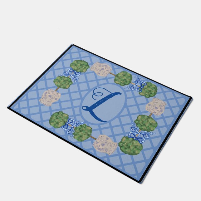 Chinoiserie Ginger Jar Jars Topiary Basket Calenda Doormat (Angled)