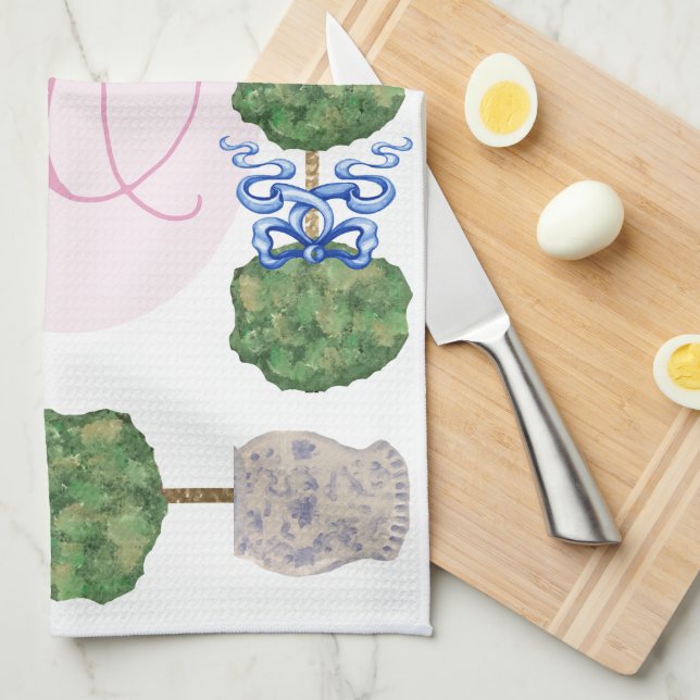 Chinoiserie Ginger Jar Jars Topiary Basket  Kitchen Towel (Quarter Fold)