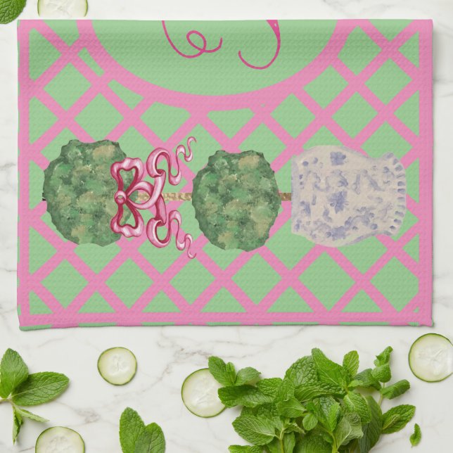 Chinoiserie Ginger Jar Jars Topiary Basket Kitchen Towel (Folded)