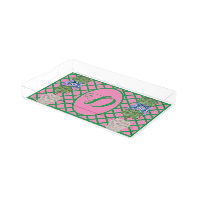 Chinoiserie Ginger Jar Jars Topiary Rug Doormat  Acrylic Tray (Angled)