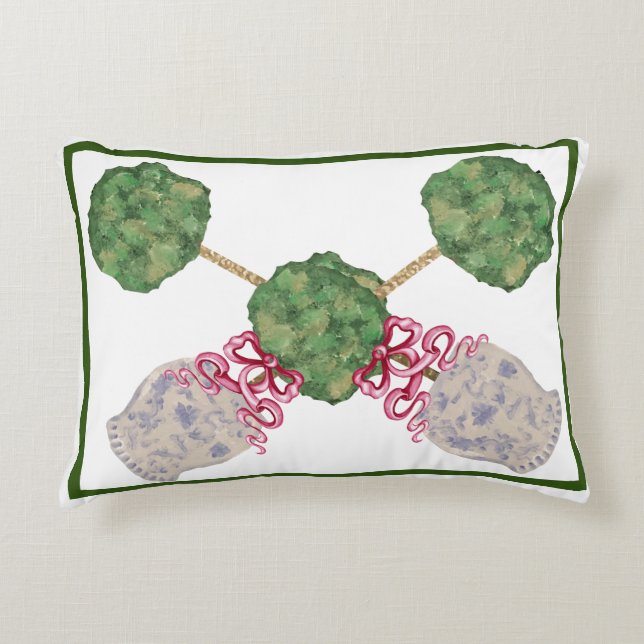 Chinoiserie Ginger Jar Jars Topiary Topiaries Accent Pillow (Front)
