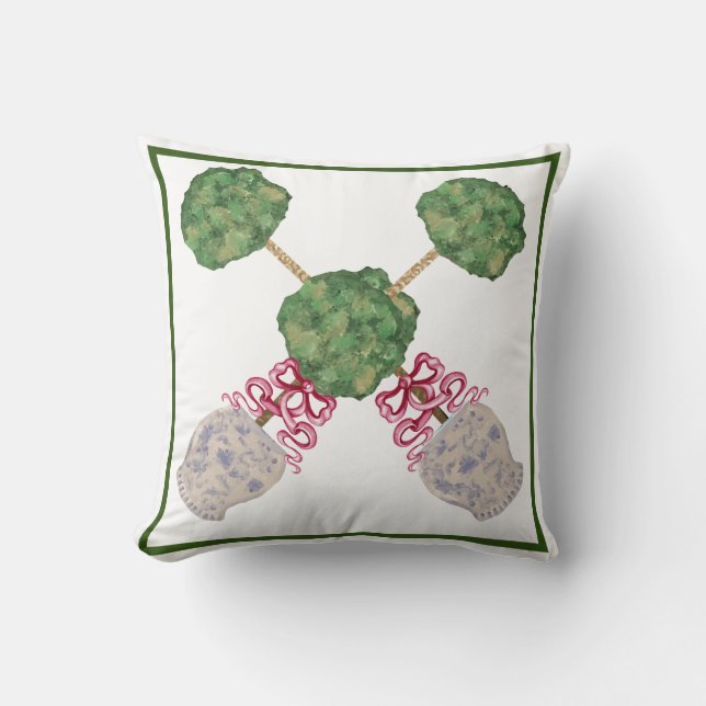 Chinoiserie Ginger Jar Jars Topiary Topiaries Throw Pillow (Front)