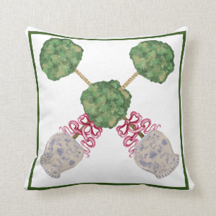 Chinoiserie Ginger Jar Jars Topiary Topiaries Throw Pillow