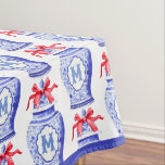Chinoiserie Ginger Jar Monogram | Red Bow Tablecloth<br><div class="desc">This trendy design features a Chinoiserie ginger jar with a red bow. You can personalize with your initial.</div>