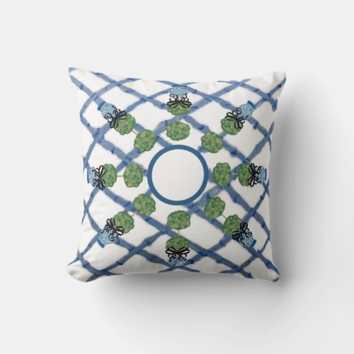 Chinoiserie Ginger Jar   Round Pillow