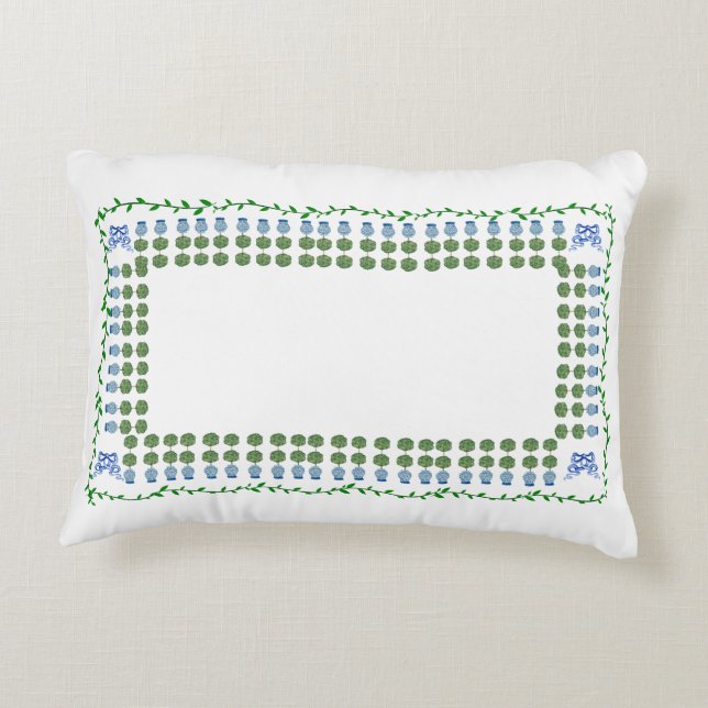 Chinoiserie Ginger Jar Topiary  Lumbar  Accent Pillow (Back)