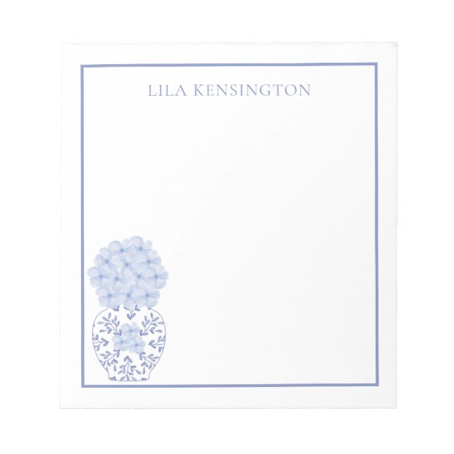 Chinoiserie Ginger Jar Vase with Flowers Notepad (Front)