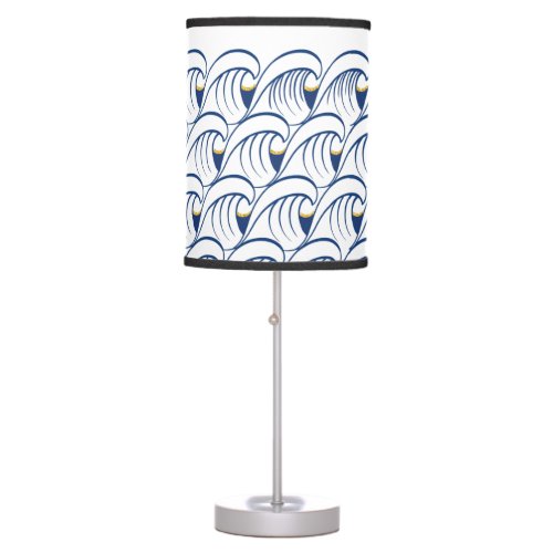 Chinoiserie Glitter Blue Waves Table Lamp