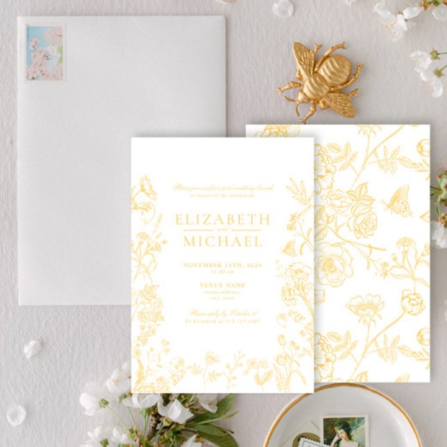 Chinoiserie Gold Victorian Post Wedding Brunch Invitation (Creator Uploaded)