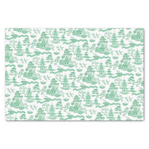 Chinoiserie Green Willow Decoupage Tissue Paper