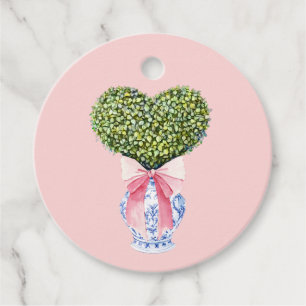 Chinoiserie Heart Topiary Valentine's  Favor Tags